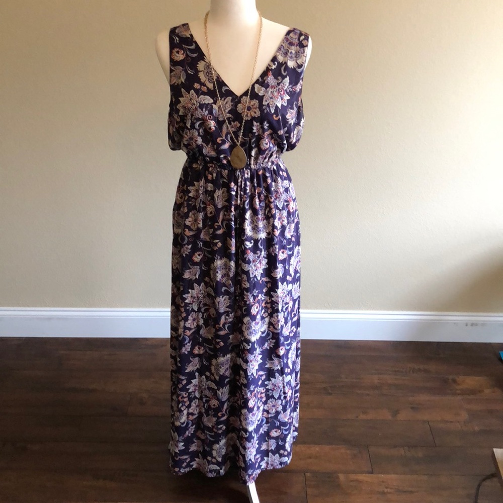 Lucky Brand Navy Floral Maxi Dress
